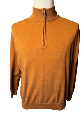 Jos. A. Bank Rust Autumn 100% Pima Cotton Quarter Zip Sweater Men’s Large
